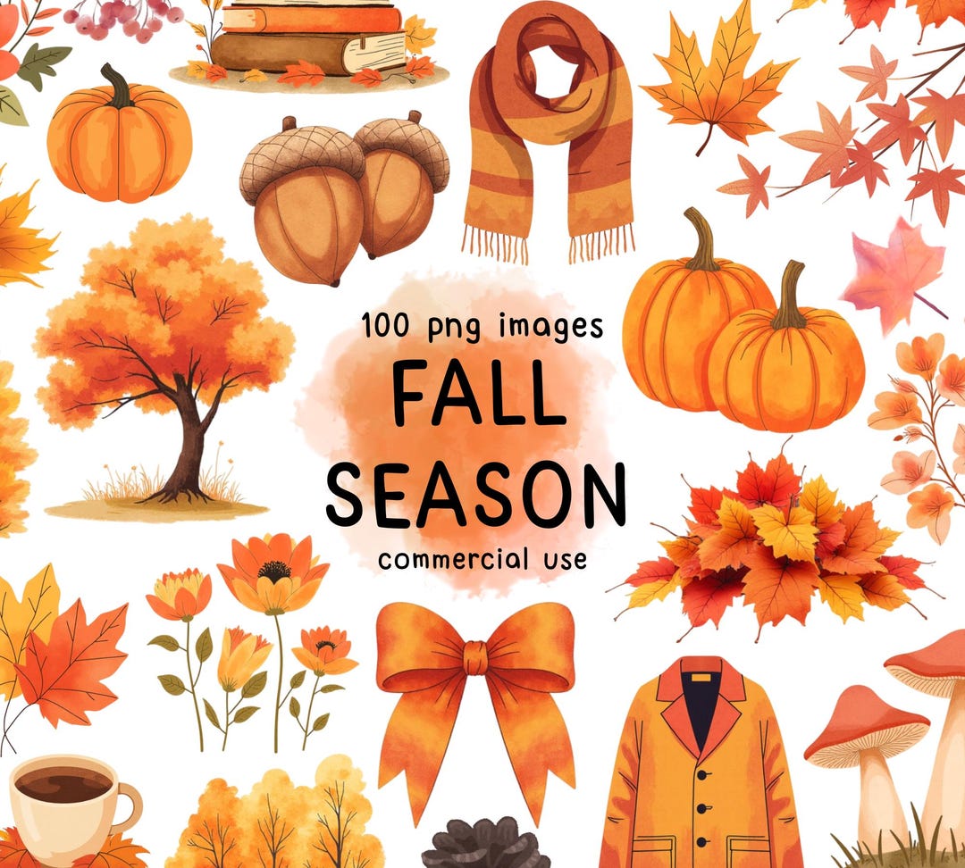 100 Fall Season Clip Art Images, 100 Fall and Thanksgiving Pngs - Etsy