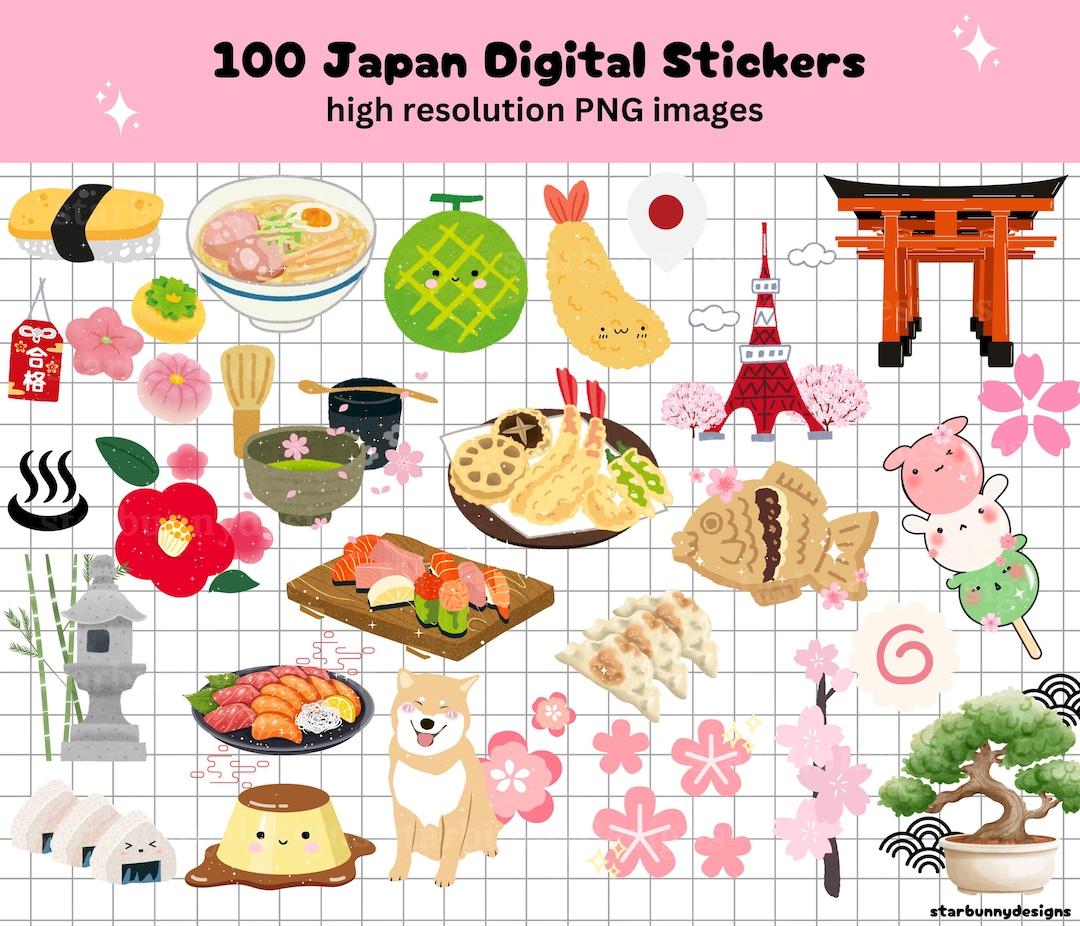 100 Japan PNG Bundle Pack, Japan Travel Digital Japan Stickers, Japan ...