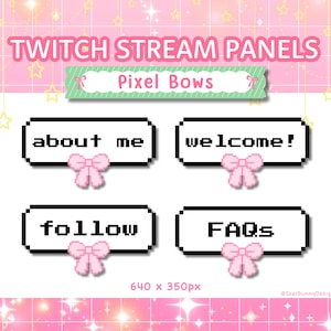 30 Pixel Bow Panels for Twitch Stream, Kawaii Stream Panels, Cute Streamer Panels Twitch, Aesthetic Pixel Panels for Twitch Stream