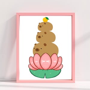Capybara Trio Wall Art Print, Cute Digital Wall Art, Kawaii Printable Wall Prints, Capybara Home Decor, Cute Printable Wall Art Posters