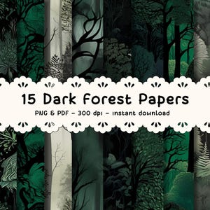 15 Dark Forest Digitale Papiere, Wald Papiere für Scrapbooking, Wald Digitale Papiere für Digitales Scrapbook, Wald POD Designs
