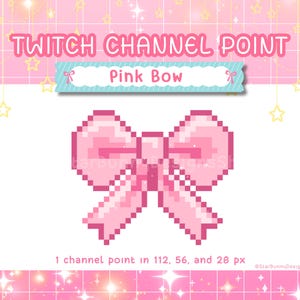 Pink Bow Pixel Channel Point Twitch Stream, Kawaii Twitch Stream Emotes, Cute Pink Coquette Stream Icons, Kawaii Pink Stream Channel Points