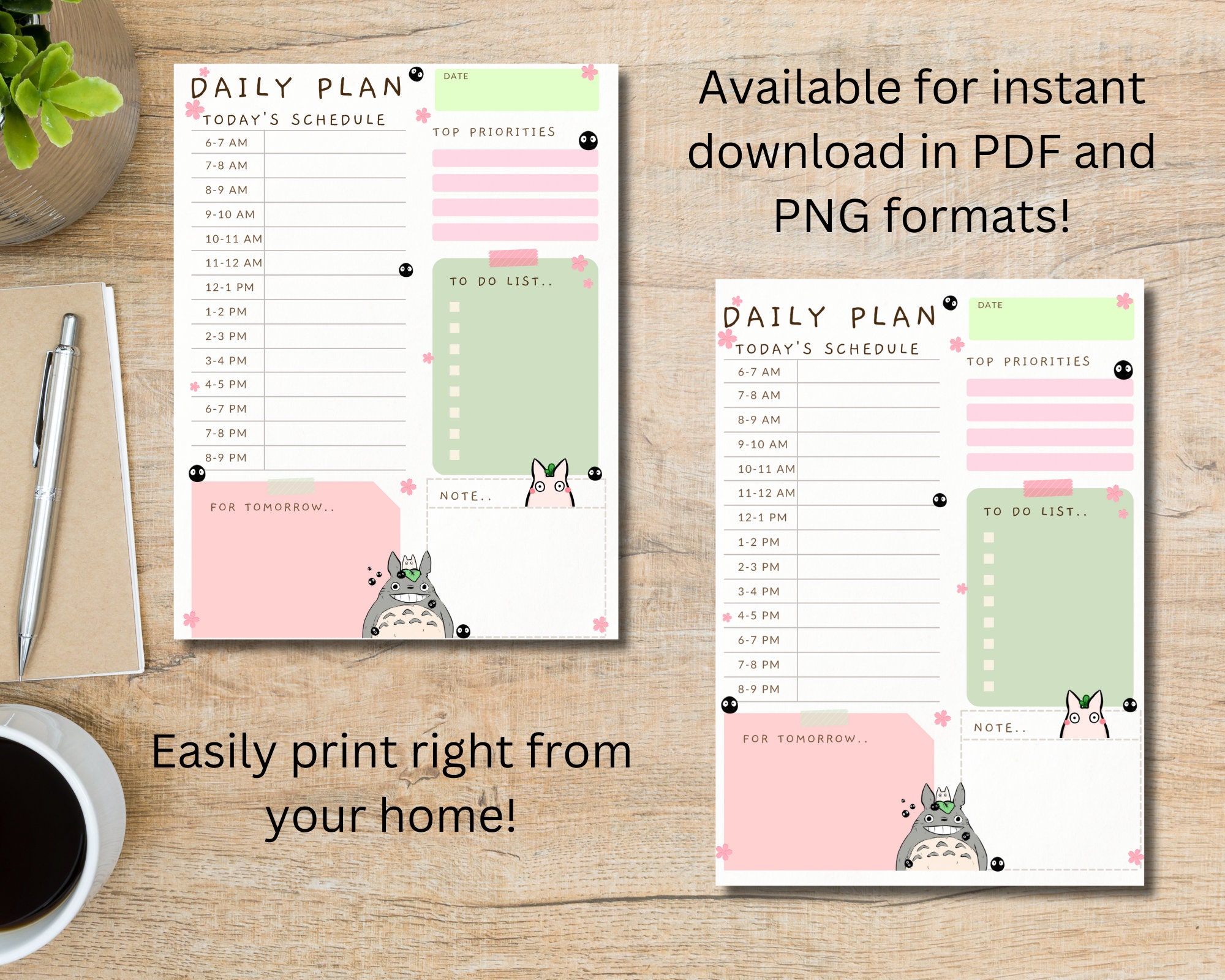 Kawaii Anime Forest Spirit Daily Planner Goodnotes Anime Daily Planner