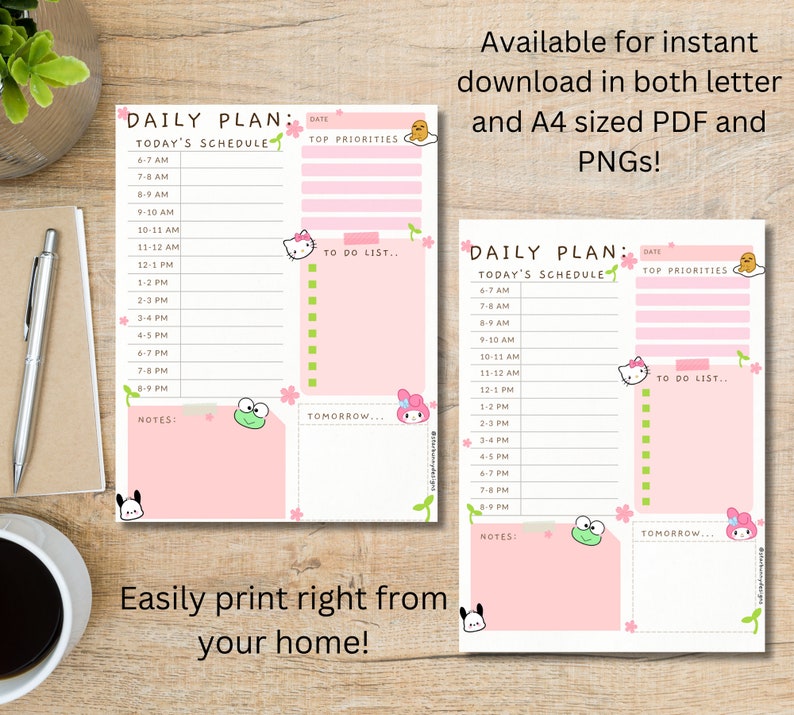 Kawaii Sakura Anime Goodnotes, Anime Daily Planner to Do List, Anime