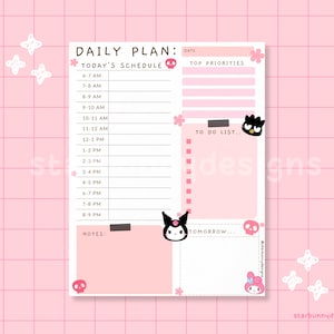 Kawaii Black Pink Sakura Anime Daily Planner To Do List, Anime GoodNotes Planner, Pink GoodNotes Planner, Kawaii Daily Planner Printable