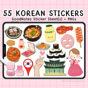 55 South Korea Digital Stickers, GoodNotes South Korea Stickers, South Korea Sticker Sheets, South Korea Scrapbook Stickers, Korean Stickers