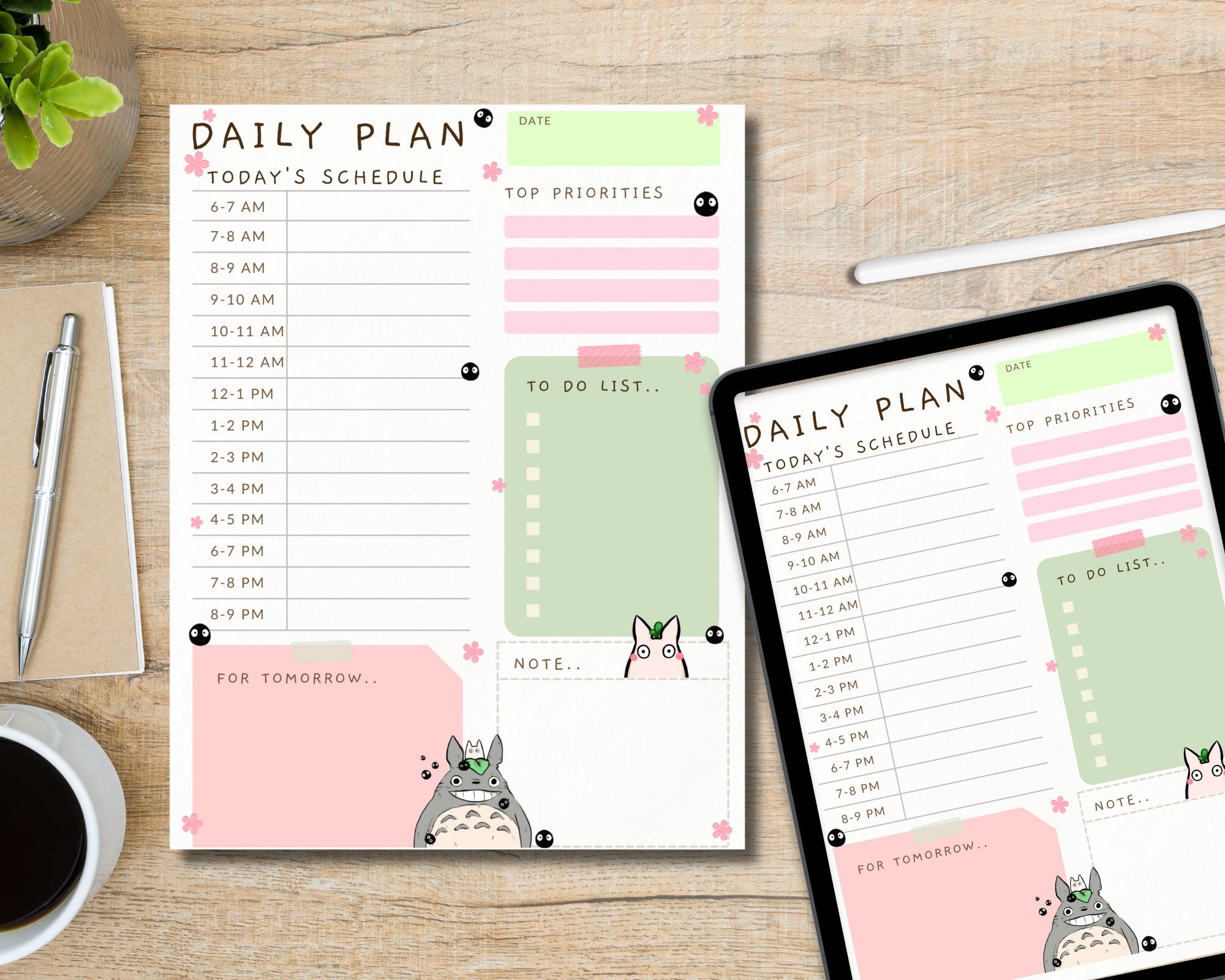 Kawaii Anime Forest Spirit Daily Planner Goodnotes Anime Daily Planner