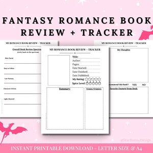 All-in-One Fantasy Romance Book Review and Tracker Template, Digital Romance Book Tracker, Printable Book Reviews, Goodnotes Book Tracker
