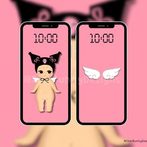 Skull Bunny Angel Baby Phone Wallpaper, Kawaii Sonny Wallpaper, Kawaii iPhone Wallpapers, Cute Wallpaper Sets, Cute Anime Wallpapers