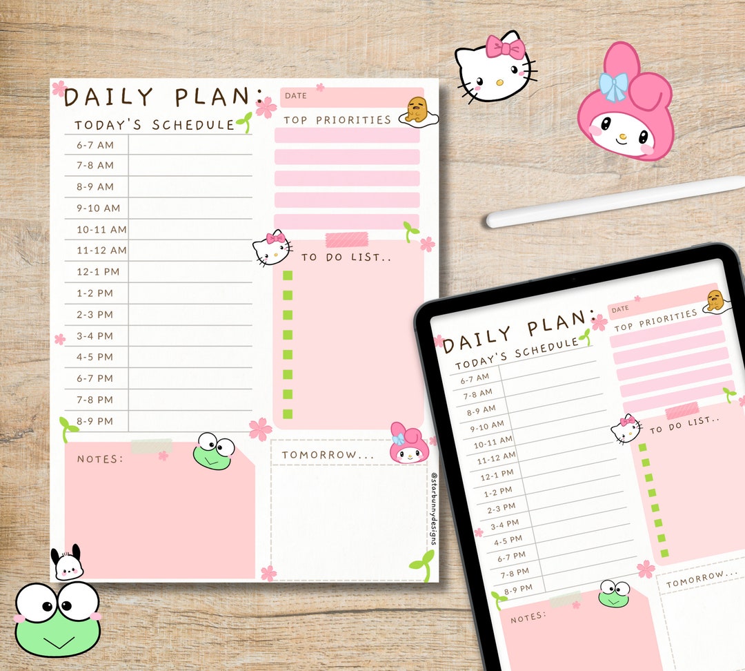 Kawaii Sakura Anime Goodnotes, Anime Daily Planner to Do List, Anime