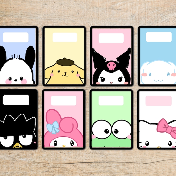 8 Kawaii Animals Digital Notebook Planner Covers, GoodNotes Cover, Kawaii Digital Planner Covers, Kawaii GoodNotes Notebook Covers