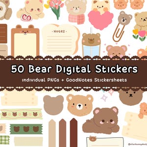 50 Bär GoodNotes Aufkleber, Kawaii Bär GoodNotes Digitale Aufkleber, Kawaii GoodNotes Aufkleber, Kawaii Bär Aufkleber