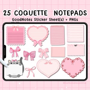 25 różowych naklejek Coquette GoodNotes, różowe dziewczęce naklejki GoodNotes, różowe naklejki cyfrowe Coquette, śliczne naklejki GoodNotes