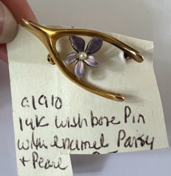 Edwardian 1910s 14kt gold antique vintage Wishbone