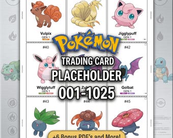 Pokémon Complete Pokédex 1–1025 Printable Bundle | Binder Placeholders, Battle Guide, Trainer Profile, Card Tracker, Trade Contract, more!