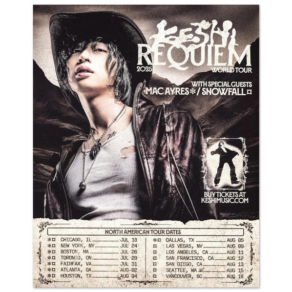 KESHI REQUIEM WORLD TOUR サイン入りポスター Keshi Requiem Tour Poster, 16x20in Print, Music Poster, Gabriel