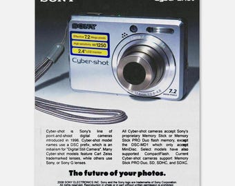 Póster de Sony Cybershot, impresión artística de 40,6 x 50,8 cm, estilo vintage, póster retro, decoración de habitación, arte de pared, sin marco