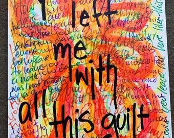 Guilt—Word Collage Original Art Piece 9inx12in