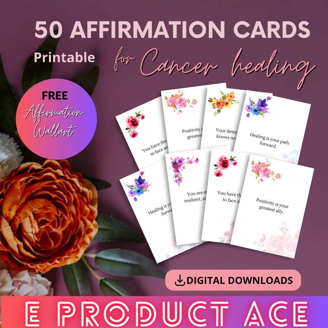Cancer Affirmation Cards 50 Printable Quotes Printable Cards Digital ...