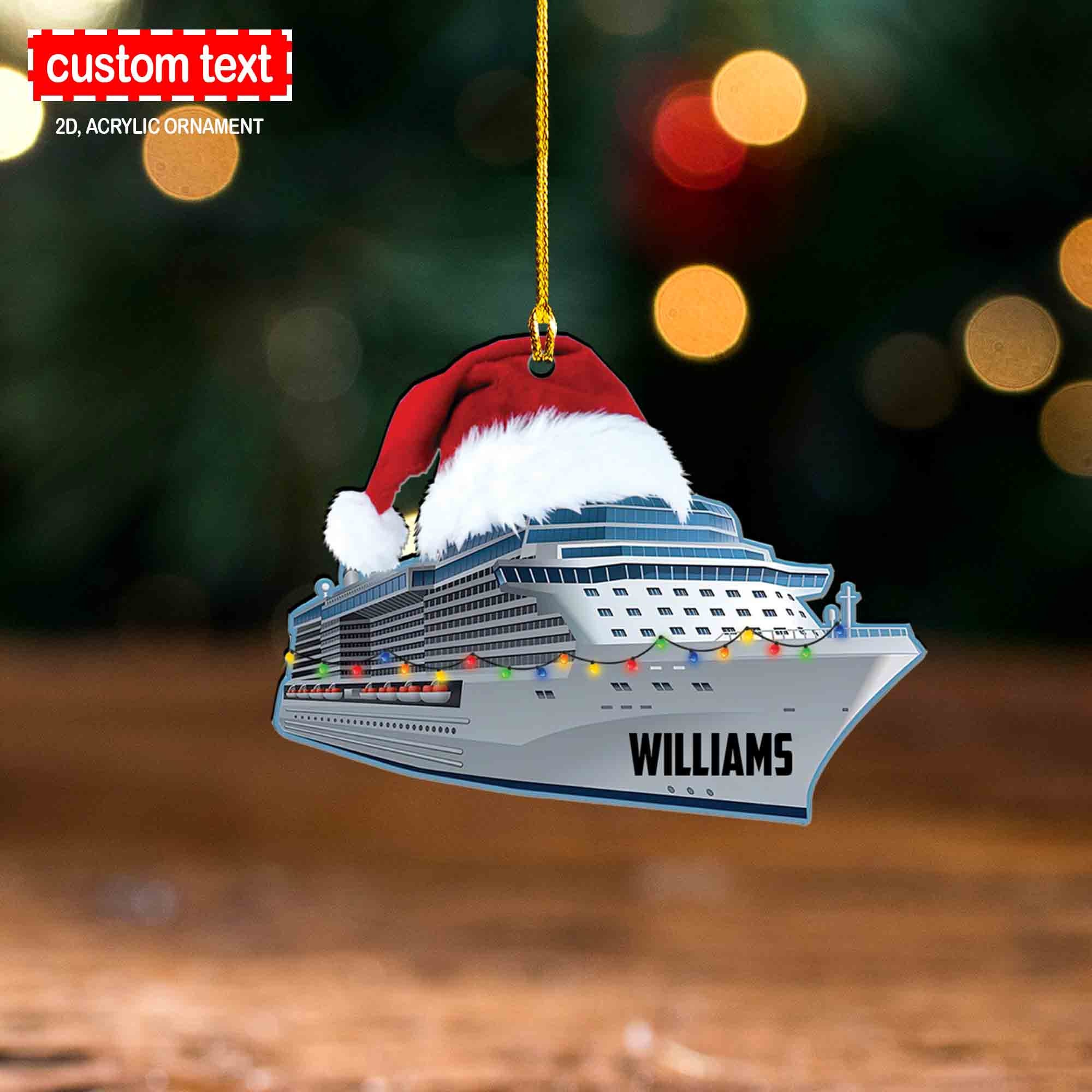 Cruise Ship Christmas Lights Ornament, Custom Cruise Ornament, 2D