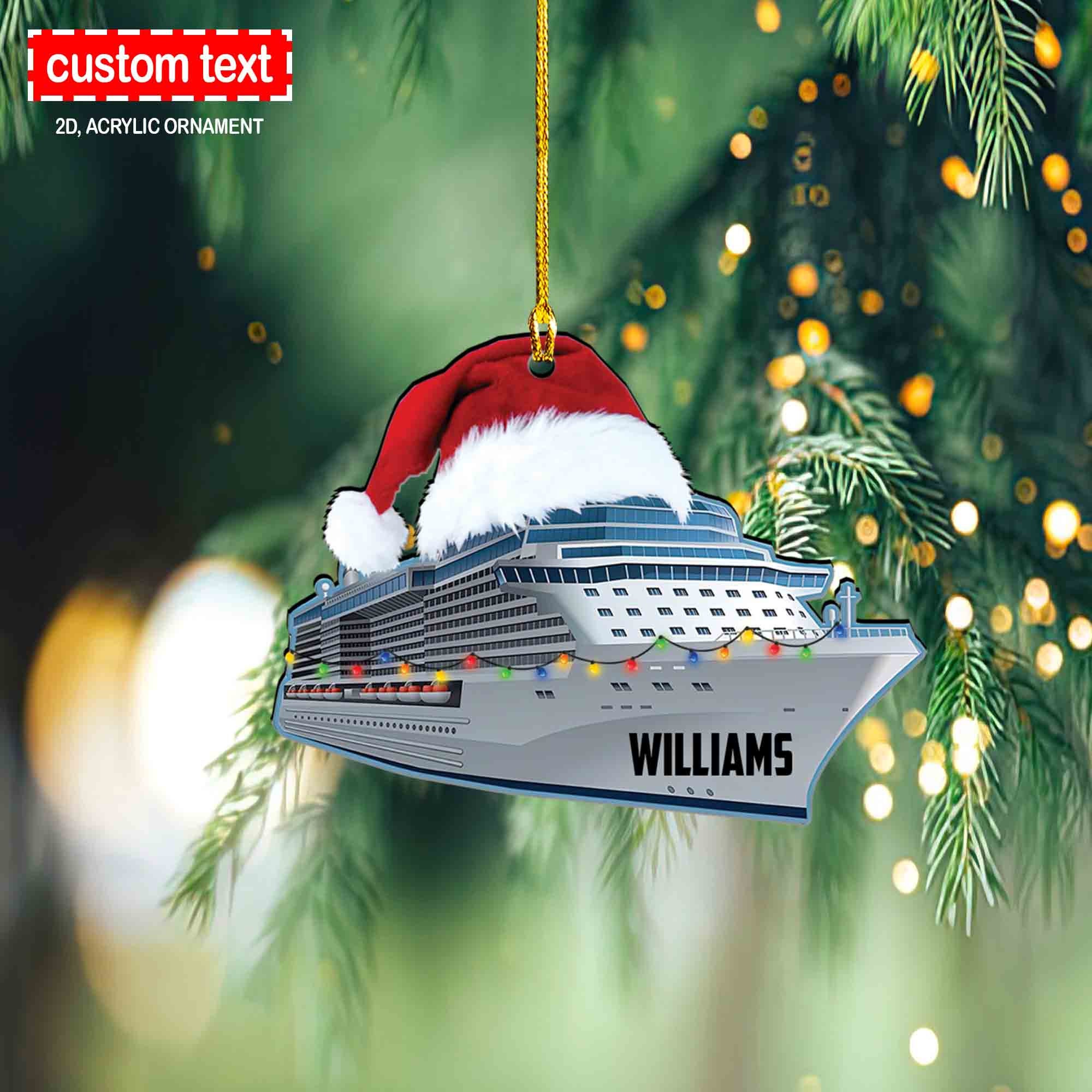 Cruise Ship Christmas Lights Ornament, Custom Cruise Ornament, 2D