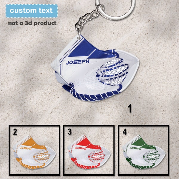 Hockey Goalie Glove 2D Keychain, Custom Hockey Keychain, Hockey Goalie Gift, Hockey Lover Keychain