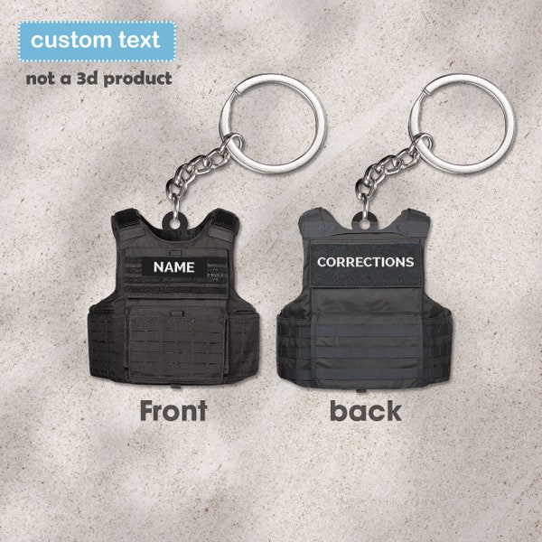 Porte-clés armure 2D d'agent de correction, cadeau d'agent de détention, cadeau de Noël, porte-clé armure personnalisé