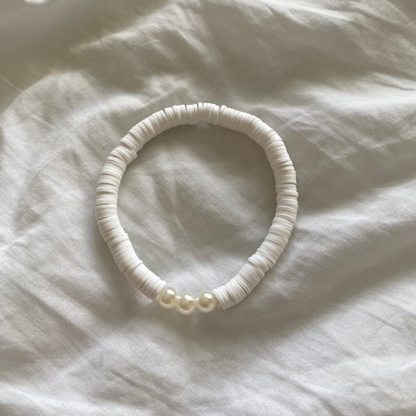 White As Pearls pearl clay beaded preppy bracelet