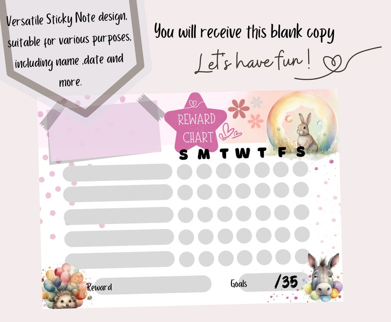 Daily Chore for Kids PRINTABLE Reward Chart Bear 04 Behavior - Etsy