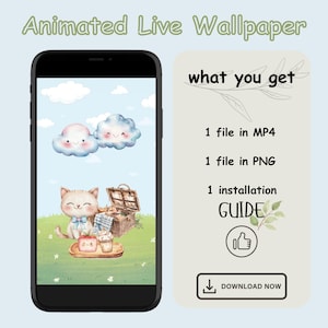 Lovely Cat Picnic day Live background live image kawaii android mp4 wallpaper live image wallpaper phone motivational pastel