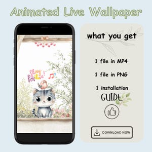 Lovely happy Cat Live background live image kawaii android mp4 wallpaper live image wallpaper phone motivational pastel