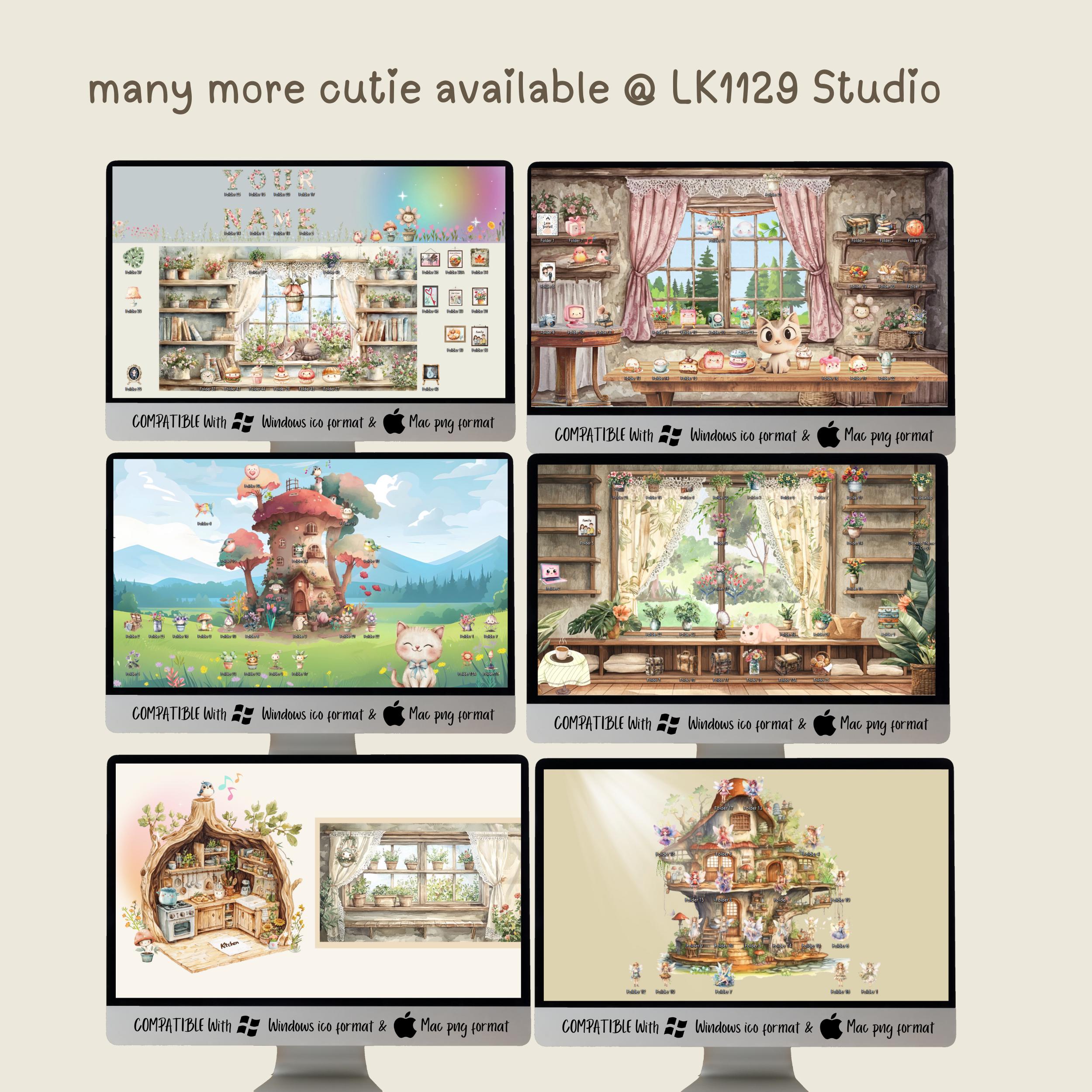 Flora Cat Animated Desktop Wallpaper Organizer: Editable Canva Template ...