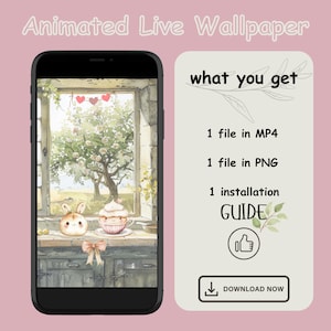 Lovely happy Bunnybun And Dessert Live background live image kawaii android mp4 wallpaper live image wallpaper phone motivational pastel