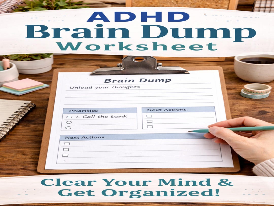 ADHD Brain Dump Worksheet | Clear Your Mind Printable | Overwhelm ...