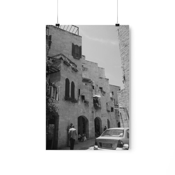 Israel Photo Print - Old City of Jerusalem - Black and White - 12in x 18in