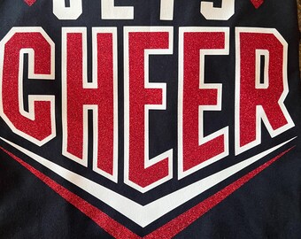 Glitter Jets T-Shirt | Cheer spirit  | Glitter Cheer T shirt | School Spirit | Squad | Cheerleading | Red and White | Cheerleader | School