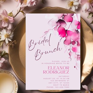 Bridal Brunch Magenta Weddings Invitation Floral RSVP Colorful Wedding Pink Floral Cheerful Invite Template Colorful pink wedding Printable