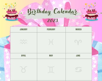 Calendrier des anniversaires à imprimer 2023