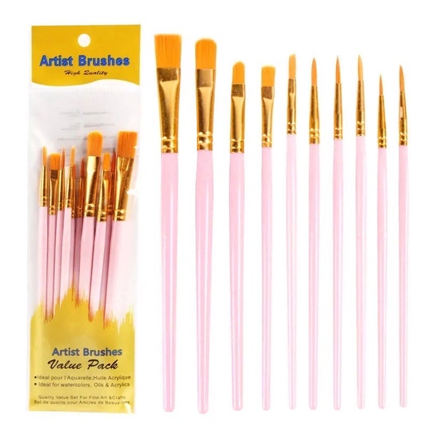 Paint Brush Set of 10, Professional Paint brush set, Kids Paint Brushes