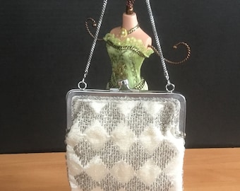 Vintage Perlen Silber Clutch Geldbörse Wristlet Hochzeit Geldbörse