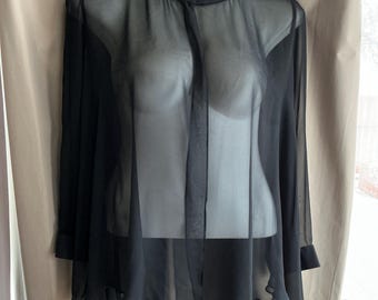 Vintage Black Sheer Blouse size xs