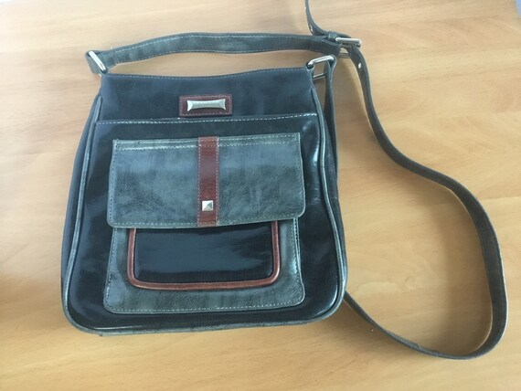 Vintage JOANEL Crossbody Faux Leather Black Gray Brown Shoulder Bag Purse Etsy