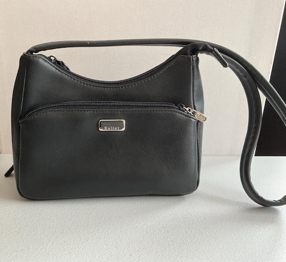 バッグ VINTAGE LEATHER SHOULDER BAG BLACK Vintage 80s 90s Medium Soft Patchwork Leather Handbag