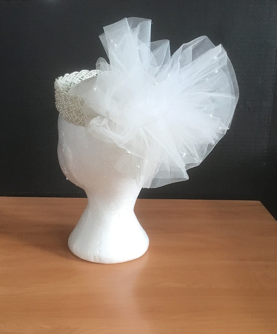 Vintage Beaded Wedding Headpiece Bridal pearl hea… - image 3