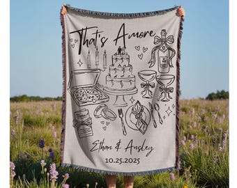 That's Amore Custom Woven Blanket Personalized Italian Wedding Couple Anniversary Throw Bridal Shower Gift Backdrop Newlywed Couple Gift