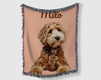 Manta tejida con foto personalizada para tu mascota: manta personalizada para perros y gatos