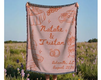 Custom Woven Blanket Personalized Italian Wedding Couple Anniversary Throw That's Amore Bridal Shower Gift Backdrop Newlywed Couple Gift