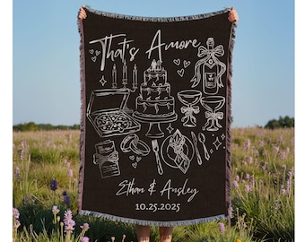 That's Amore Custom Woven Blanket Personalized Italian Wedding Couple Anniversary Throw Bridal Shower Gift Backdrop Newlywed Couple Gift
