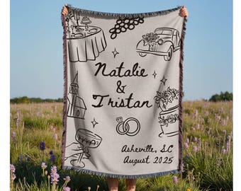 Custom Woven Blanket Personalized Italian Wedding Couple Anniversary Throw That's Amore Bridal Shower Gift Backdrop Newlywed Couple Gift