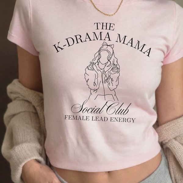 K-Drama Mama Social Club 90s Style Baby Tee for Korean Drama Fan Merch Funny 90s Baby T-shirt KDrama Gift Idea Korean Culture Gift for Her